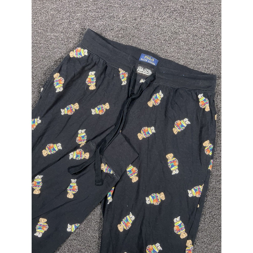 Polo Ralph Lauren Pants Joggers Men's Medium Black Polo Bear AOP Pajamas